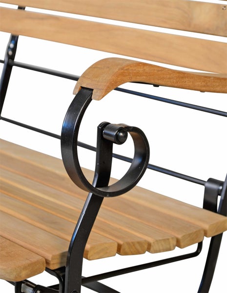 Teak Gartenbank Stahl und Teakholz 2-Sitzer klappbar wetterfest premium