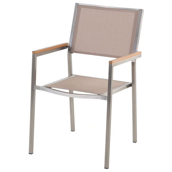 Gartenmöbel Set 6-Sitzer GROSSETO Sicherheitsglas Schwarz / Beige