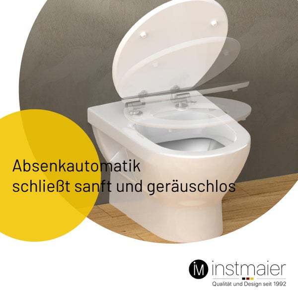 instmaier WC Sitz WC6M | FSC zertifiziertes Holz | Toilettendeckel mit Absenkautomatik | Klobrille Motiv: VIP | Oval | Nachhaltig | MDF-Holzkern