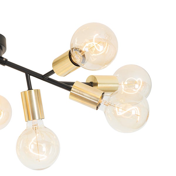 Design-Deckenleuchte schwarz mit Gold 12-flammig - Juul