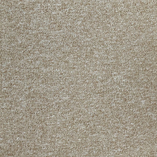 Beige melierter Teppichboden mit fein strukturierter Schlingenoberfläche.