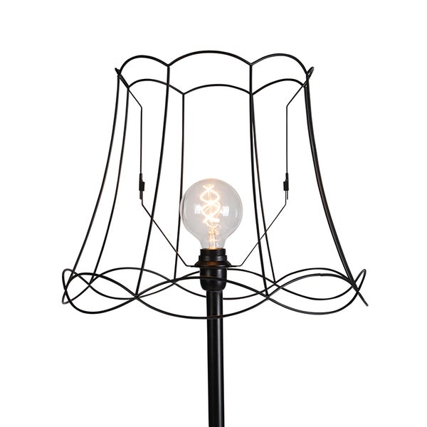 Stehlampe mit Lampenschirm aus Draht und Glühbirne