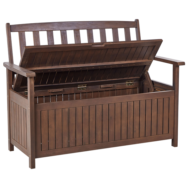 Gartenbank SOVANA 120 cm mit Stauraum Akazienholz Dunkelbraun