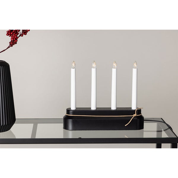 Näsfjället Adventsleuchter elektrisch 4 Lichter schwarz. 25 X 7 X 25 cm
