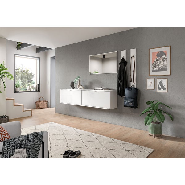 ProjektX Wandgarderobe Set mit 2 6 Haken weiß Hochglanz. 13 X 3 X 115 cm