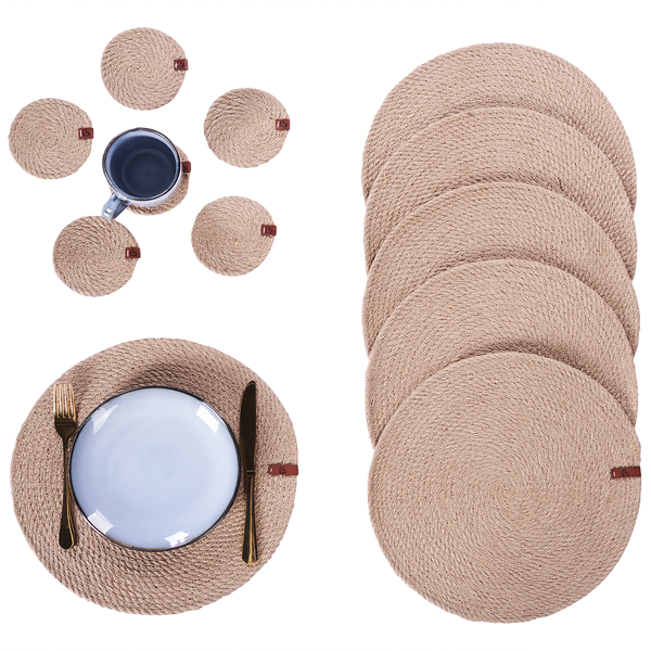 Tischset mit Untersetzern 12-teilig MUNTRIES Naturfarben Jute