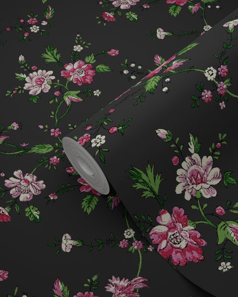 Origin Wallcoverings Tapete Blumen Schwarz und Rosa - 53 cm x 10.05 m - 326127