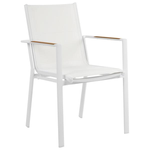 Gartenstuhl mit Armlehnen, Aluminiumgestell und Textilbespannung