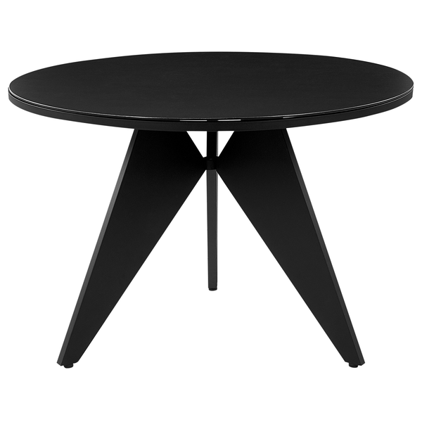 Schwarzer runder Tisch mit drei Beinen