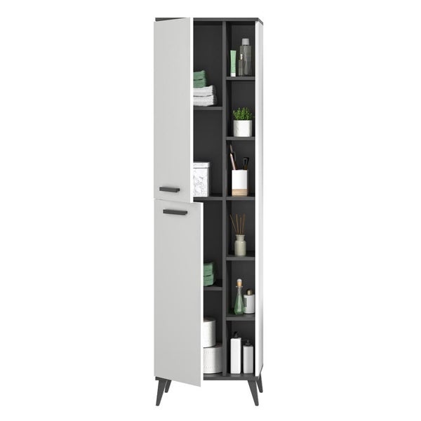 Rocket Hochschrank Bad 2 Türen, 6 Ablagen  weiß,grau. 50 X 31 X 189 cm