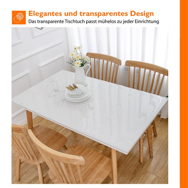 Simple Fix Tischdecke Transparent – Tischfolie Transparent – Durchsichtige PVC Tischschutz – 2mm – 100cm x 200cm