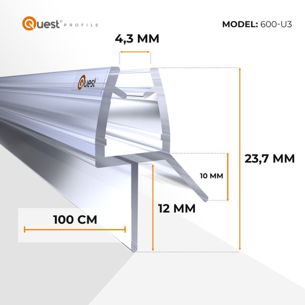 Quest Profil Model 600-U3 mit Maßangaben