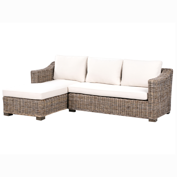 Garten Ecksofa 3-Sitzer VALLETRI rechtsseitig Rattan Grau