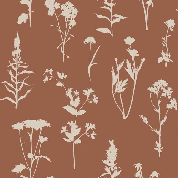 ESTAhome Tapete Feldblumen Terrakotta - 53 cm x 10.05 m - 139396