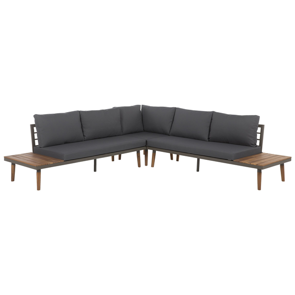 Garten Ecksofa mit Tisch 5-Sitzer CORATO Akazienholz Grau