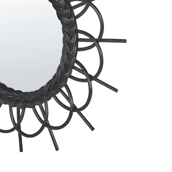 Wandspiegel TELAKIA 60 cm 60 cm Rattan Schwarz