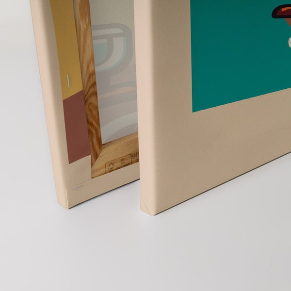 Detailansicht zweier Leinwandbilder mit Holzrahmen