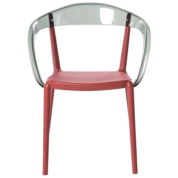 Stuhl mit Armlehne und transparentem Rückenteil