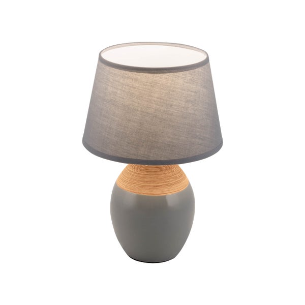 Tischleuchte mit Textilschirm und Keramikfuß