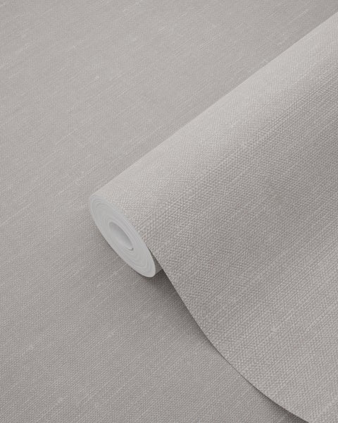 ESTAhome Tapete Leinen-Optik Graubraun - 53 cm x 10.05 m - 148695