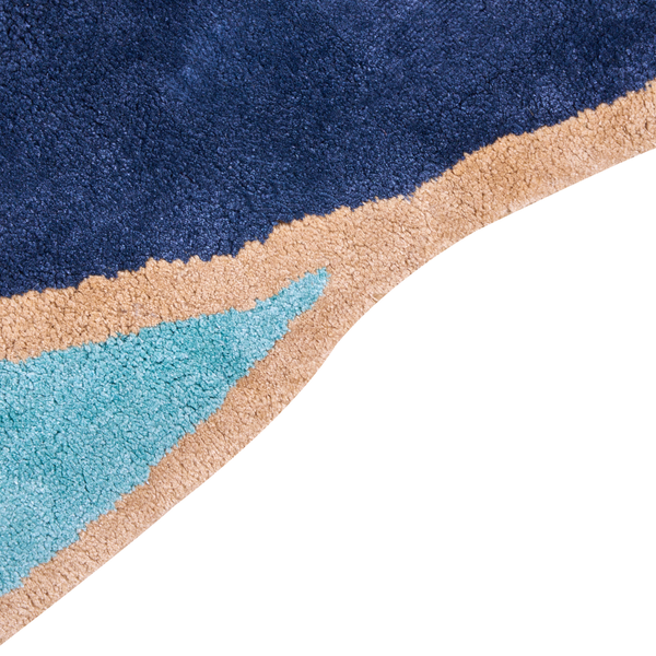 Teppich Viskose marineblau / blaugrün 200 x 200 cm Kurzflor KANRACH