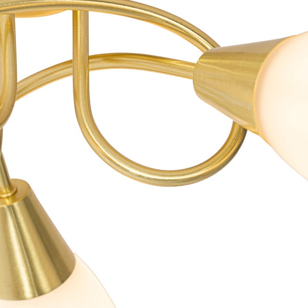 Klassische Deckenleuchte Gold mit Opalglas 3-flammig - Inez
