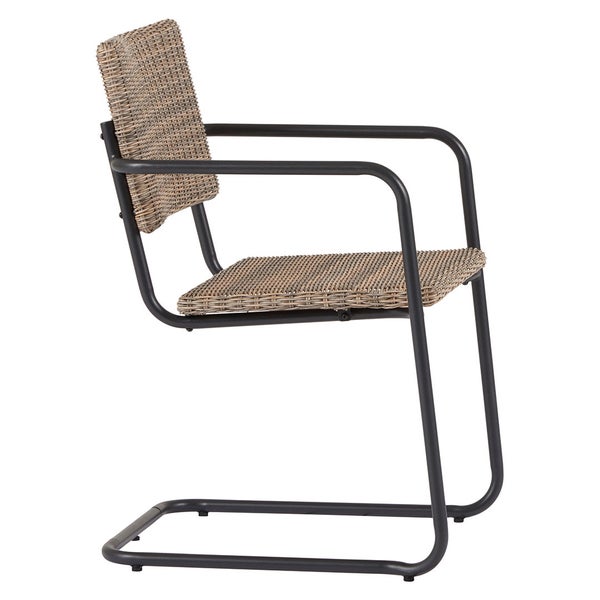 Camille Gartenstuhl Polyrattan schwarz, natur. 55 X 59 X 83 cm