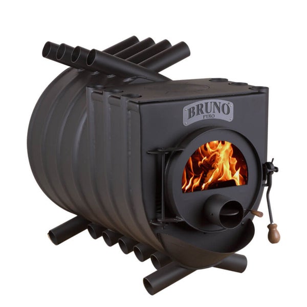 Bruno Pyro Holzofen mit Feuer im Inneren