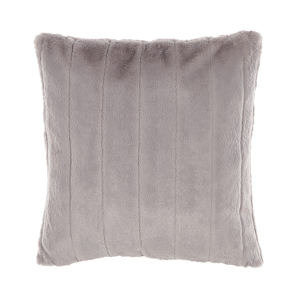 Dekokissen 2er Set PUMILA Webpelz 45 x 45 cm Hellgrau Streifenmuster