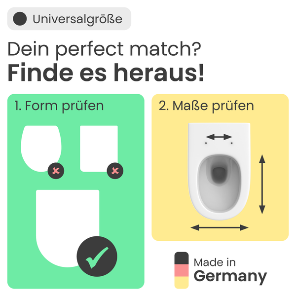 Information zur Bestimmung der Universalgröße für Toilettendeckel anhand der Form und Maße