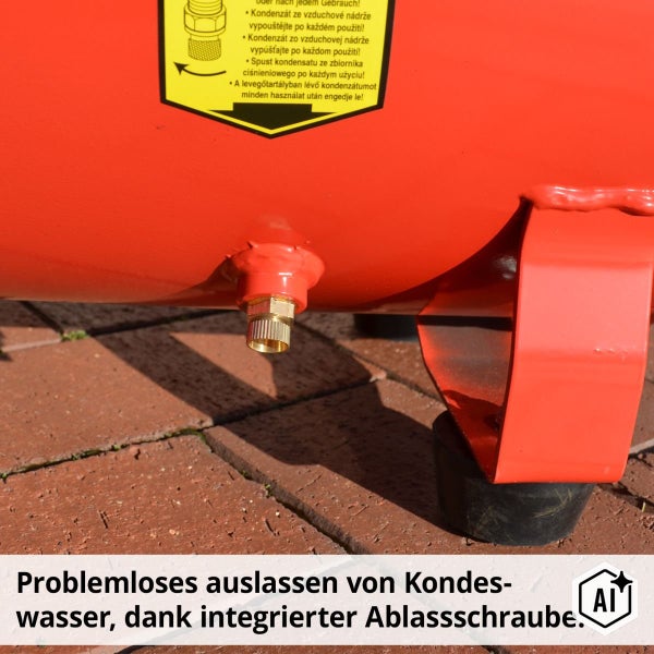 Druckluftkompressor Kessel mit Ablassschraube zum Entwässern