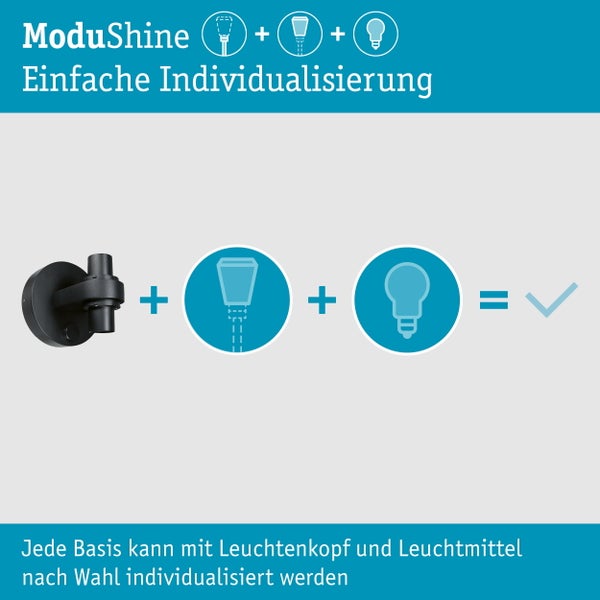 Paulmann ModuShine Wandleuchte zweiflammig aus Aluminium fuer den Aussenbereich mit Schutzart IP44 und Verpackung