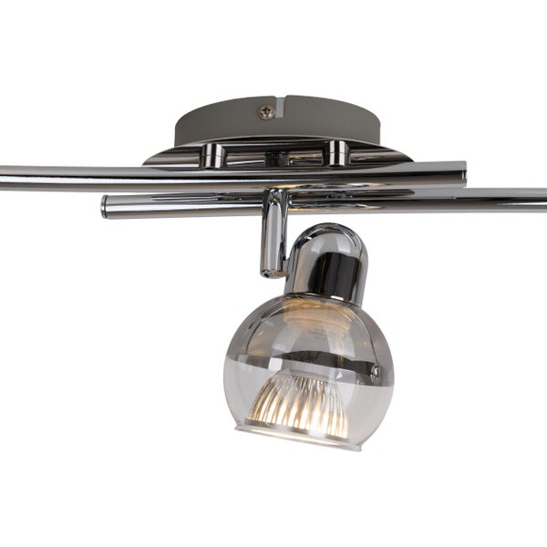 Deckenleuchte mit verstellbarem Spot und transparentem Lampenschirm