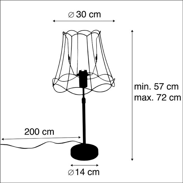 Tischlampe schwarz mit Granny Frame 30 cm verstellbar - Parte