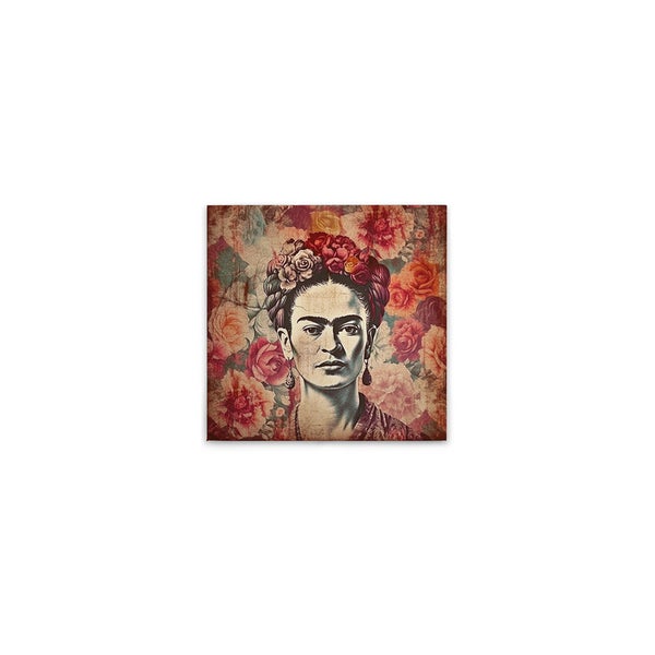 Wandbild von Frida Kahlo mit Blumenkranz
