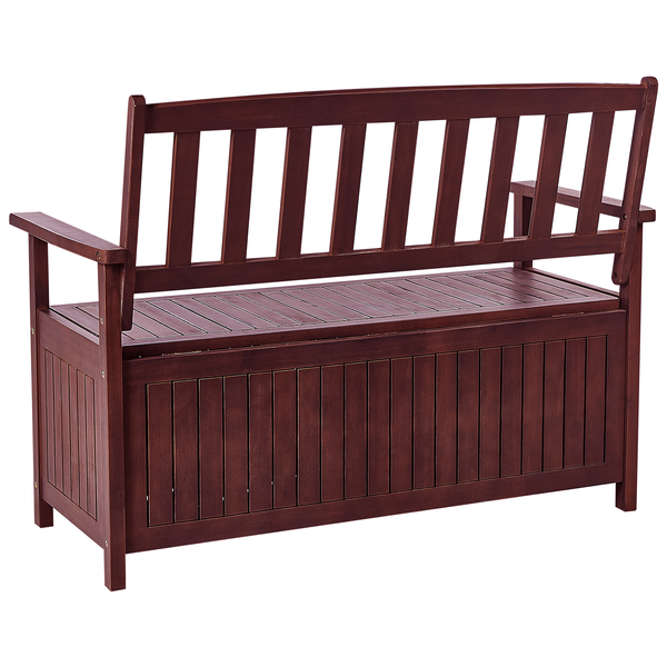 Gartenbank SOVANA 120 cm mit Stauraum Akazienholz Dunkelrot