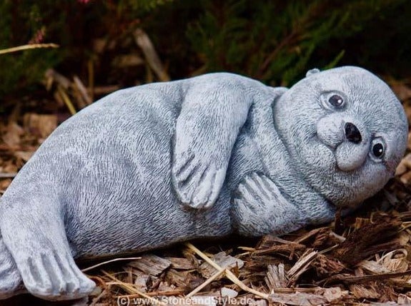 Dekorative Seehund Gartenfigur aus Stein für den Außenbereich