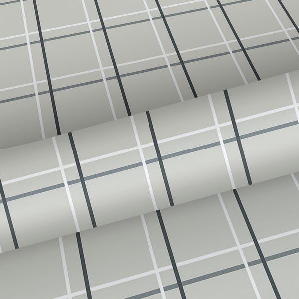 Sanders und Sanders Tapete Karomuster Beige, Grau und Weiß - 53 cm x 10 m - 640358
