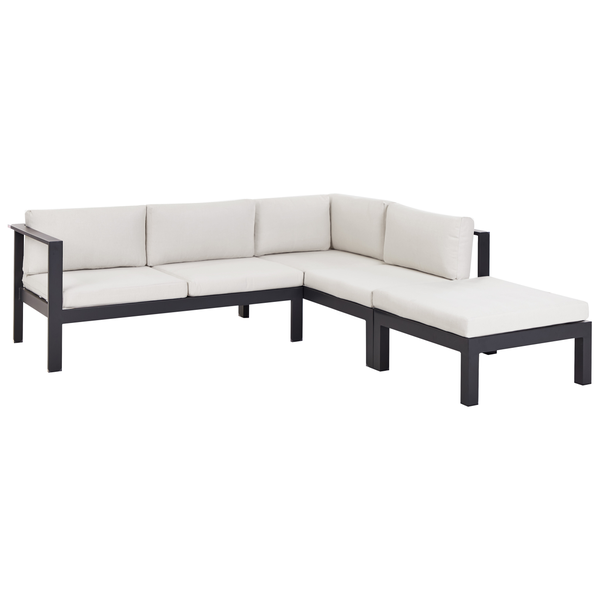 Garten Ecksofa mit Tisch 5-Sitzer MESSINA linksseitig Metall Cremeweiß