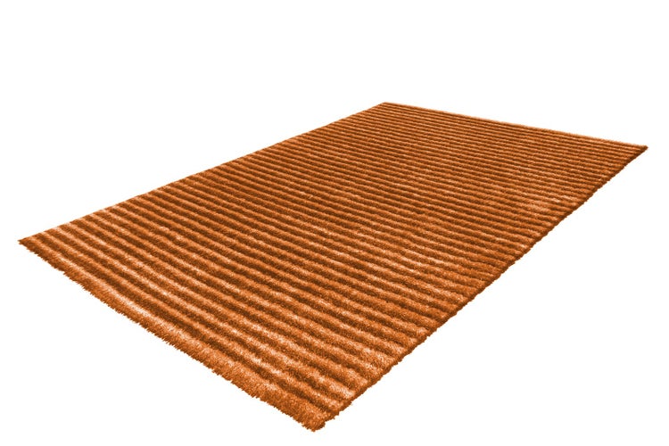 Hochflor-Teppich mit horizontaler Rippenstruktur in Terrakotta