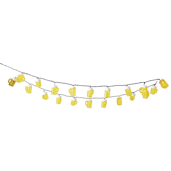 LED-Lichterkette Bierkrug - Deko - Lichterkette - Kunststoff in Gelb, mit integrierter LED