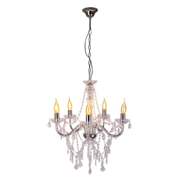 Kronleuchter mit Kristallglas und fünf Leuchten