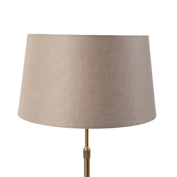 Bronze Tischlampe mit Leinenschirm taupe 35 cm - Parte