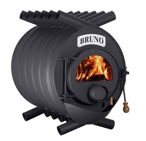 Holzofen mit Brennkammer und Rohren zur Wärmeableitung