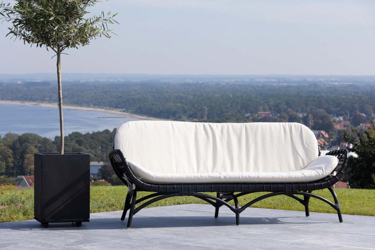 Moana Gartensofa mit Gartenkissen 2 Pers. schwarz. 180 X 67 X 75 cm