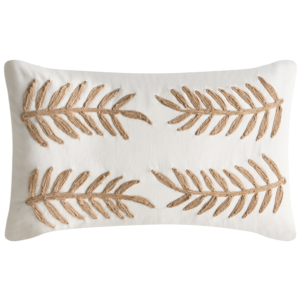 Dekokissen mit aufgenähten Blättern