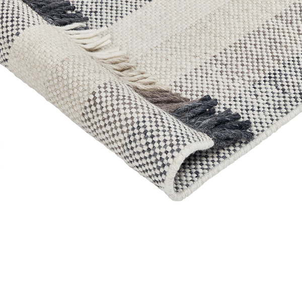 Teppich Wolle cremeweiß 80 x 150 cm Streifenmuster Kurzflor EMIRLER