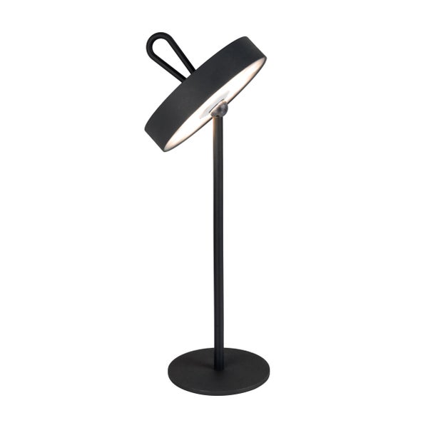 LED-Akku-Tischleuchte magnetisch ELLA für Außen und Innen, aus Metall und Kunststoff in Schwarz, 35 cm hoch