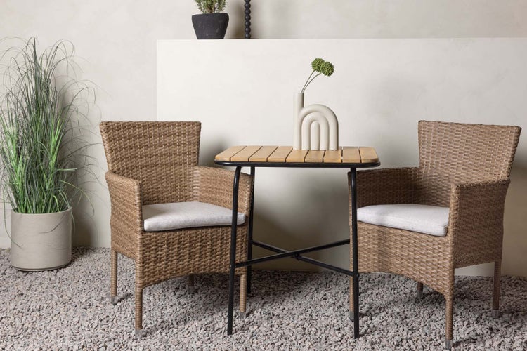 Holmbeck Gartenset Tisch, 2 Stühle  natur. 88 X 70 X 74 cm