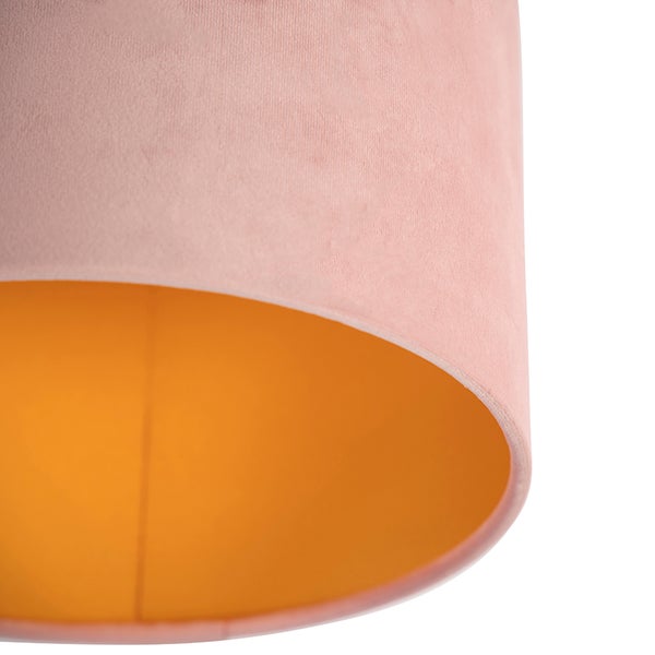 Deckenleuchte Samtschirm rosa/gold 25 cm - Schwarzer Combi